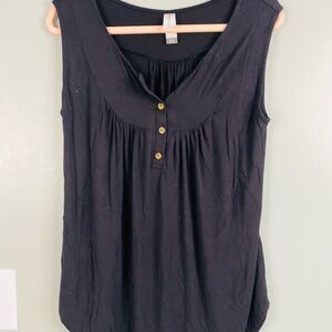 Amazon Black Tank Top with Button Detail
